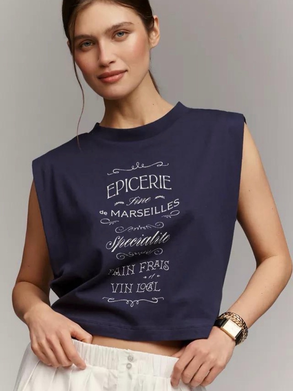 Maeve Cotton Graphic Muscle Tank Large